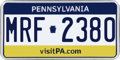PA license plate MRF2380