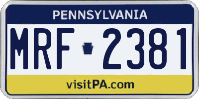 PA license plate MRF2381