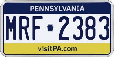 PA license plate MRF2383