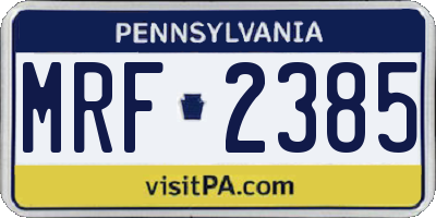 PA license plate MRF2385