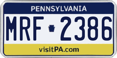 PA license plate MRF2386