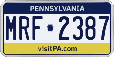 PA license plate MRF2387