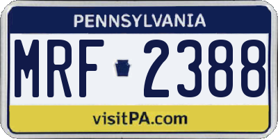 PA license plate MRF2388