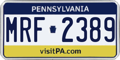 PA license plate MRF2389