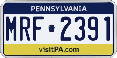 PA license plate MRF2391