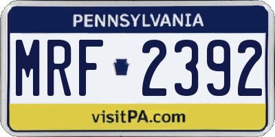PA license plate MRF2392