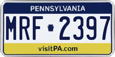 PA license plate MRF2397