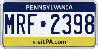 PA license plate MRF2398