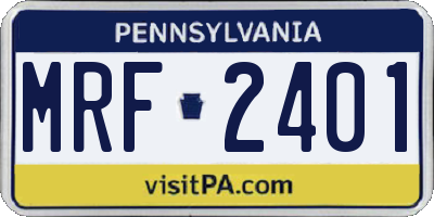 PA license plate MRF2401