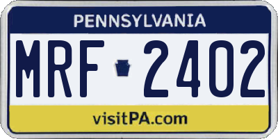 PA license plate MRF2402