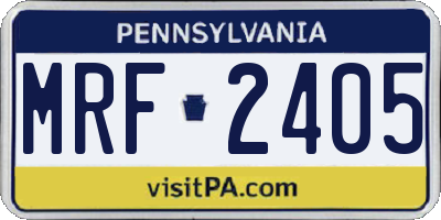 PA license plate MRF2405