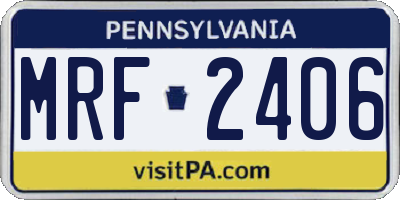 PA license plate MRF2406