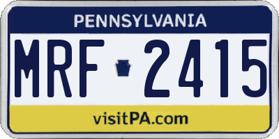 PA license plate MRF2415