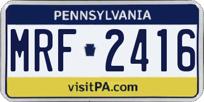 PA license plate MRF2416