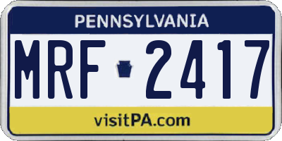 PA license plate MRF2417