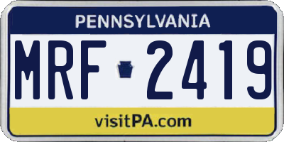 PA license plate MRF2419