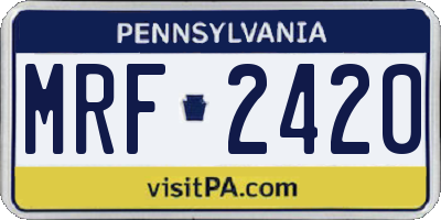 PA license plate MRF2420