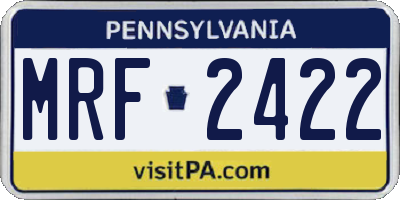 PA license plate MRF2422