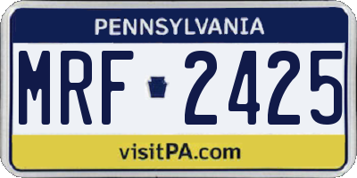 PA license plate MRF2425