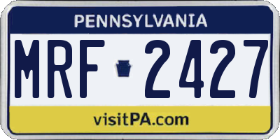 PA license plate MRF2427
