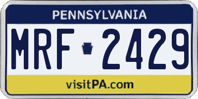 PA license plate MRF2429