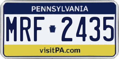 PA license plate MRF2435