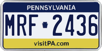 PA license plate MRF2436