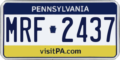 PA license plate MRF2437