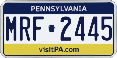 PA license plate MRF2445