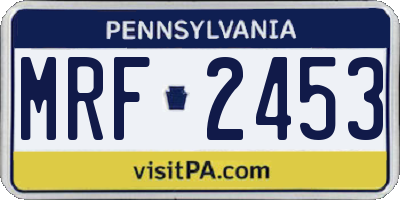 PA license plate MRF2453