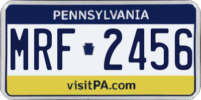 PA license plate MRF2456