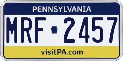 PA license plate MRF2457