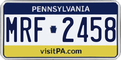 PA license plate MRF2458