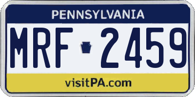 PA license plate MRF2459