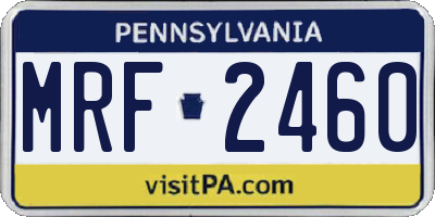 PA license plate MRF2460