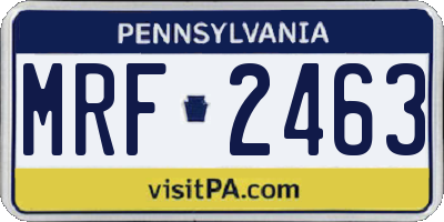 PA license plate MRF2463
