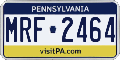 PA license plate MRF2464