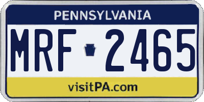PA license plate MRF2465