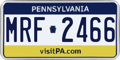 PA license plate MRF2466