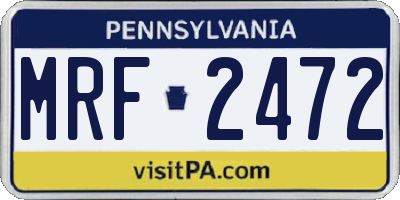 PA license plate MRF2472