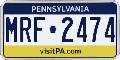 PA license plate MRF2474