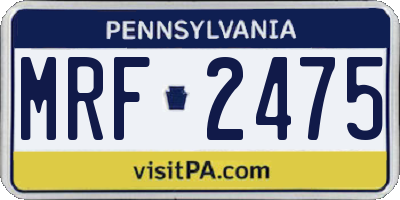 PA license plate MRF2475