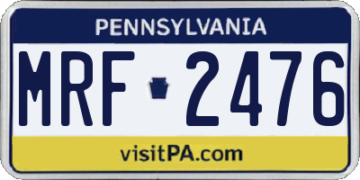 PA license plate MRF2476
