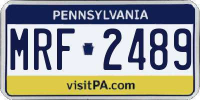 PA license plate MRF2489