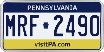 PA license plate MRF2490