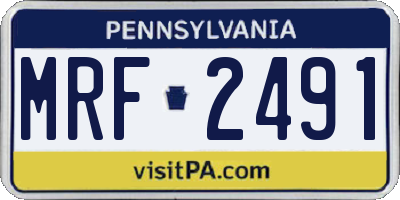 PA license plate MRF2491