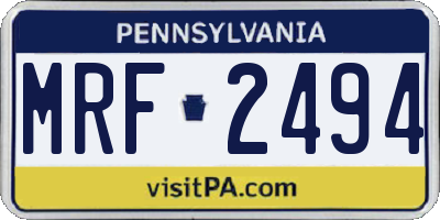 PA license plate MRF2494