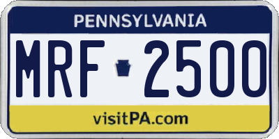 PA license plate MRF2500