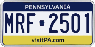 PA license plate MRF2501