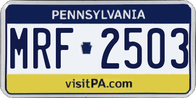 PA license plate MRF2503